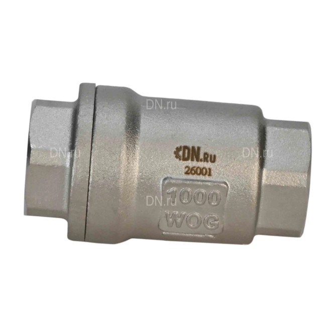 Клапан обратный VCS3232P-T 3/4″ Ду20 Ру63 резьбовой, пружинный, корпус - нержавеющая сталь 316, диск - нержавеющая сталь 316, уплотнение - металл в Перми