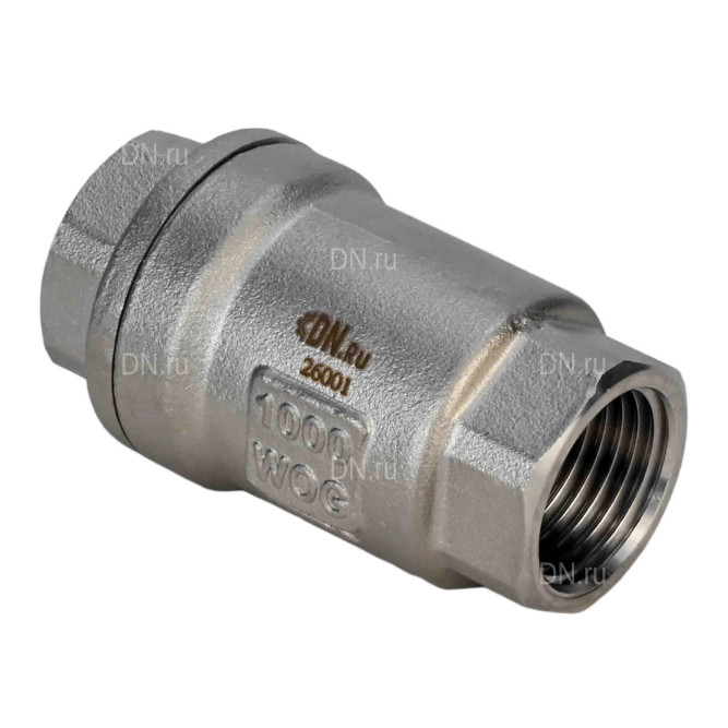 Клапан обратный VCS3232P-T 3/4″ Ду20 Ру63 резьбовой, пружинный, корпус - нержавеющая сталь 316, диск - нержавеющая сталь 316, уплотнение - металл в Перми