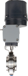 Затвор дисковый поворотный WBV3131E-2W-C-H Ду32 Ру10 кламповый, корпус - пищевая нержавеющая сталь AISI 304, диск - нержавеющая сталь AISI 304, уплотнение - EPDM, с электроприводом четвертьоборотным QTSA-N-003EM-O0-220VAC с пружинным возвратом