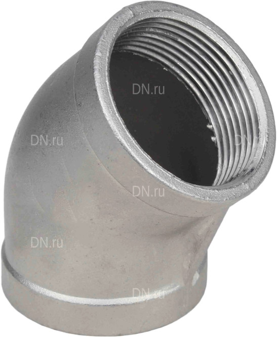 Отвод (полуотвод) ВР-ВР-304 1 1/4″ Ду32 Ру16 угол 45°, корпус - нержавеющая сталь 304, присоединение - внутренняя / внутренняя резьба в Перми