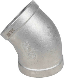 Отвод (полуотвод) ВР-ВР-304 1 1/4″ Ду32 Ру16 угол 45°, корпус - нержавеющая сталь 304, присоединение - внутренняя / внутренняя резьба