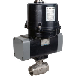 Кран шаровой BV3232P(2pc)-FP-T-ISO-H Ду65 Ру40 полнопроходной, резьбовой, внутренняя резьба, корпус - нержавеющая сталь 316, уплотнение - PTFE, с электроприводом четвертьоборотным QTSA-N-007EM-O0-220VAC с пружинным возвратом
