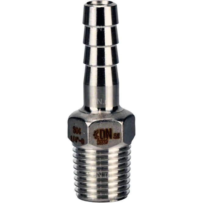 Штуцер елочка BF31-T-1-15 1″х15мм Ду25 Ру16 шланговый, корпус - нержавеющая сталь AISI 304 (CF8), присоединение - наружная резьба/штуцер в Перми