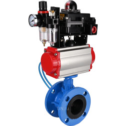 Затвор дисковый поворотный WBV1313E-2W-F-H Ду150 Ру16 фланцевый, корпус - чугун GGG40, диск - чугун GGG40, EPDM, с пневмоприводом PA-DA-130, пневмораспределителем 4V320-08 AC220V, БКВ APL-410N EX и БПВ AFC2000