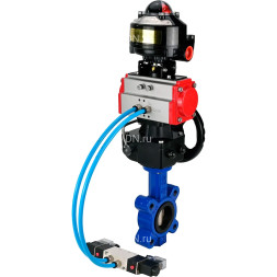 Затвор дисковый поворотный WBV1616E-2W-Fb-H Ду100 Ру16 LUG, корпус - чугун QT450, диск - чугун QT450, уплотнение - EPDM, с пневмоприводом PA-DA-083, пневмораспределителем 4M320-08 AC220V, ручным дублером MON2-450-T28-ISO и БКВ APL-510N EX