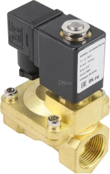 Клапан электромагнитный VS400-VT-NC-220VAC 1″ Ду25 Ру16, соленоидный двухходовой, корпус - латунь, уплотнение - Viton, резьбовой, нормально-закрытый, пилотный, катушка - 220В
