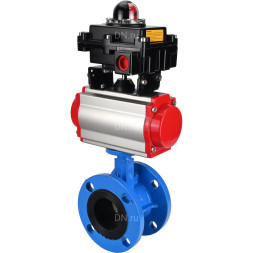 Затвор дисковый поворотный WBV1313E-2W-F-H Ду80 Ру16 фланцевый, корпус - чугун GGG40, диск - чугун GGG40, уплотнение - EPDM, с пневмоприводом PA-DA-105, пневмораспределителем 4M310-08 AC220V и БКВ APL-410N EX