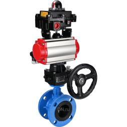 Затвор дисковый поворотный WBV1313E-2W-F-H Ду125 Ру16 фланцевый, корпус - чугун GGG40, диск - чугун GGG40, EPDM, с пневмоприводом PA-DA-130, пневмораспределителем 4M310-08 DC24V, БКВ APL-410N EX и ручным дублером MON1-250-T26-ISO