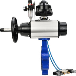 Затвор дисковый поворотный WBV1631E-2W-Fb-H Ду125 Ру16 LUG корпус - чугун QT450, диск - нержавеющая сталь 304, уплотнение - EPDM, с пневмоприводом PA-DA-105-1, пневмораспределителем 4V320-08 AC220V, БКВ APL-510N EX и БПВ AFC2000