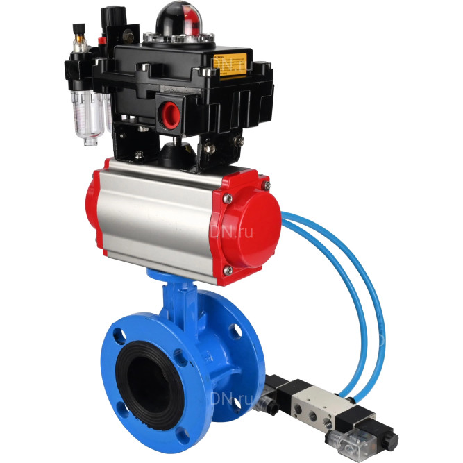 Затвор дисковый поворотный WBV1313E-2W-F-H Ду65 Ру16 фланцевый, корпус - чугун GGG40, диск - чугун GGG40, EPDM, с пневмоприводом PA-DA-105, пневмораспределителем 4V320-08 AC220V, БКВ APL-410N EX и БПВ AFC2000 в Перми