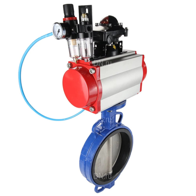 Затвор дисковый поворотный WBV1132N-2W-Fb-H Ду250 Ру16, корпус - чугун GG25, диск - нержавеющая сталь 316L, уплотнение - NBR, с пневмоприводом PA-DA-140, пневмораспределителем 4M310-08 AC220V, БКВ APL-210N, БПВ AFC2000 в Перми