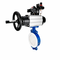 Затвор дисковый поворотный WBV3434Pf-2W-Fb-R Ду200 Ру16, корпус - угл. сталь WCB, диск - угл. сталь WCB, футерованный PTFE, уплотнение - PTFE, с пневмоприводом PA-DA-105-1, пневмораспределителем 4M310-08 DC24V, БКВ APL-210N и БПВ AFC2000