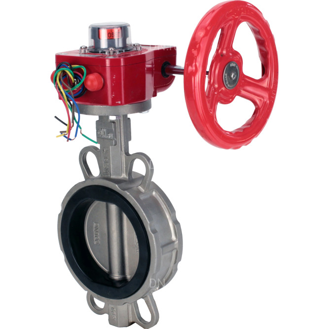 Затвор дисковый поворотный WBV3232N-2W-Fb-H Ду40 Ру16 межфланцевый, корпус - нержавеющая сталь 316L, диск - нержавеющая сталь 316L, уплотнение - NBR, с редуктором HGBF RQN1-180Z с индикатором положения и датчиком обратной связи в Перми