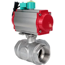 Кран шаровой BV3232P(4pc)-SP-3WL-T-ISO-H Ду10 Ру63 стандартнопроходной L-тип, внутренняя резьба, корпус - нержавеющая сталь 316, уплотнение - PTFE, пневмопривод PA-DA-052, пневмораспределитель 4M310-08 DC24V и магнитным переключателем ALS200D