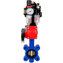 Затвор дисковый поворотный WBV1616N-2W-Fb-H Ду50 Ру16 LUG корпус - чугун QT450, диск - чугун QT450, уплотнение - NBR, с пневмоприводом PA-SA-083, пневмораспределителем 4M310-08 DC24V, БКВ APL-510N EX и БПВ AFC2000