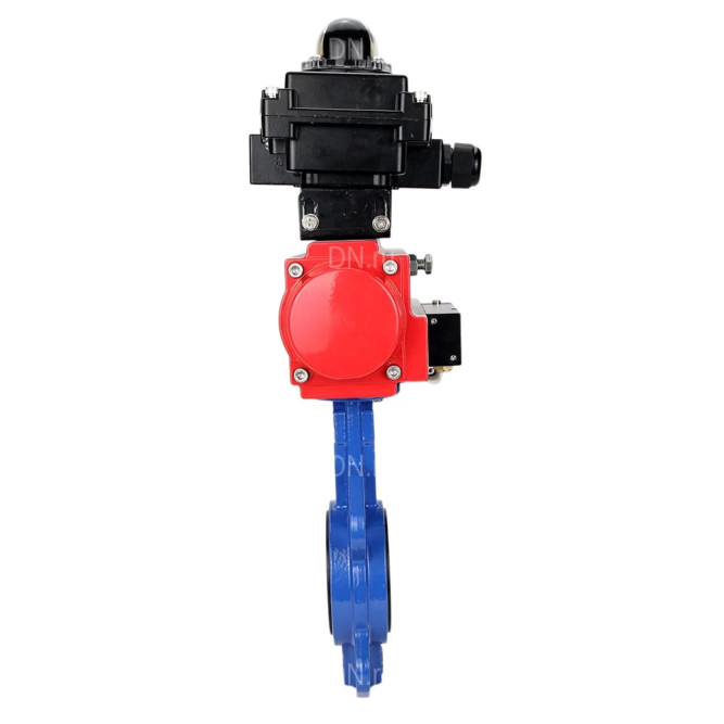 Затвор дисковый поворотный WBV1413E-2W-Fb-H Ду125 Ру16, корпус - чугун GGG50, диск - чугун GGG40, уплотнение - EPDM, с пневмоприводом PA-SA-130 с возвратными пружинами, пневмораспределителем 4M310-08 DC24V, БКВ APL-410N EX в Перми