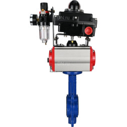 Затвор дисковый поворотный WBV1432E-2W-Fb-H Ду125 Ру16, корпус - чугун GGG50, диск - нержавеющая сталь 316L, уплотнение - EPDM, с пневмоприводом PA-SA-130, пневмораспределителем 4M310-08 AC220V, БКВ APL-410N EX, БПВ AFC2000