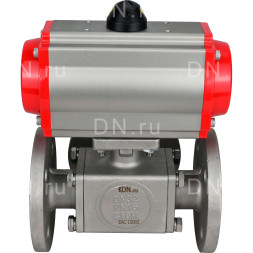 Кран шаровой BV3232P(4pc)-FP-3WL-F Ду50 Ру16 полнопроходной трехходовой, фланцевый, корпус - нержавеющая сталь SS316, с пневмоприводом PA-SA-105 с возвратными пружинами