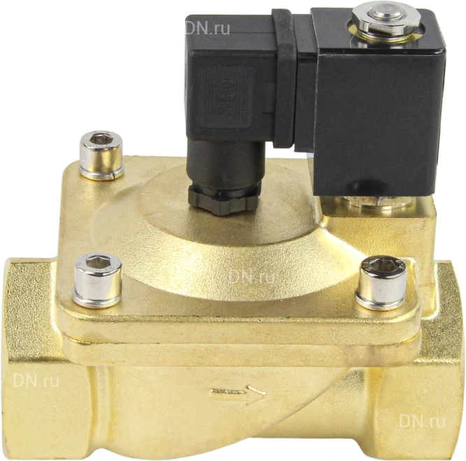 Клапан электромагнитный VS400-VT-NC-220VAC 2″ Ду50 Ру16, соленоидный двухходовой, корпус - латунь, уплотнение - Viton, резьбовой, нормально-закрытый, пилотный, катушка - 220В в Перми