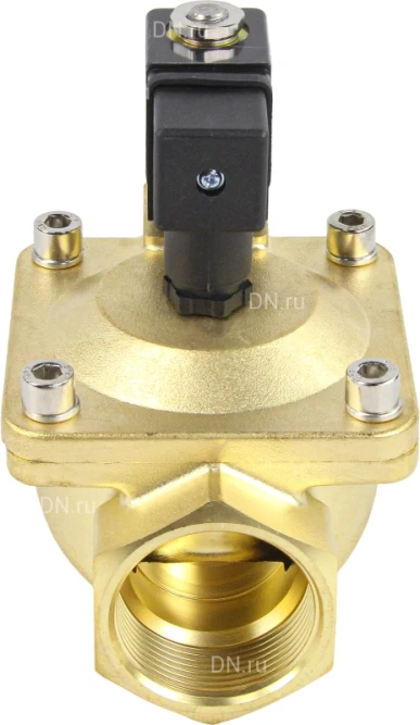 Клапан электромагнитный VS400-VT-NC-220VAC 2″ Ду50 Ру16, соленоидный двухходовой, корпус - латунь, уплотнение - Viton, резьбовой, нормально-закрытый, пилотный, катушка - 220В в Перми