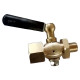 Кран запорный для манометра BVPG0000P-3WT-T-H ВР/НР G1/4″-G1/4″ Ду15 Ру25 трехходовой, резьбовой, корпус - латунь HPb57-3, шар - латунь HPb57-3, уплотнение - PTFE, с рукояткой