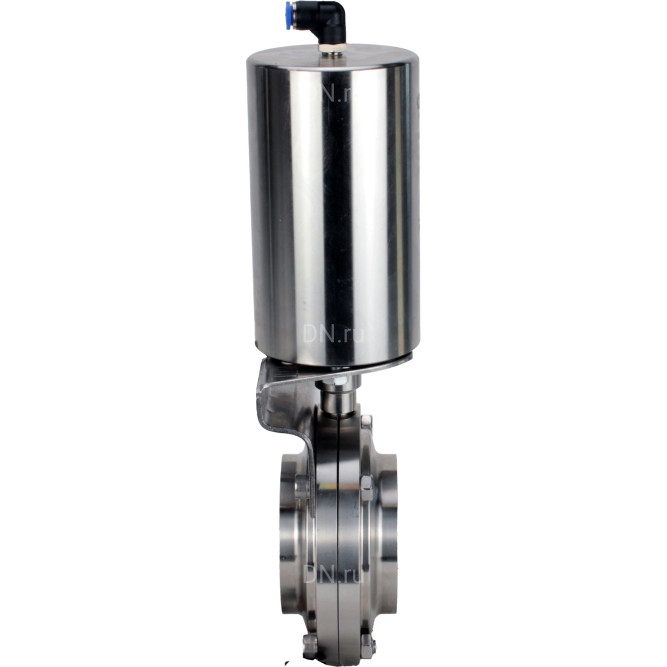 Затвор дисковый поворотный WBV3131E-2W-W-H Ду25 Ру10 под приварку, пищевая нержавеющая сталь 304, уплотнение – EPDM, с пневмоприводом PA-SA-85 с возвратными пружинами в Перми