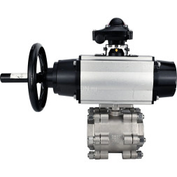 Кран шаровой BV3232P(3pc)-FP-SW-ISO-H Ду100 Ру63 полнопроходной, корпус - нержавеющая сталь SS316, под приварку, с пневмоприводом PA-DA-105-1, пневмораспределителем 4M310-08 AC220V, БКВ APL-210N