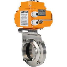 Затвор дисковый поворотный WBV3131E-2W-W-H Ду15 Ру10 под приварку, корпус - пищевая нержавеющая сталь 304, уплотнение - EPDM, с электроприводом QT-N-003EM-O1-24VDC-У1 24В HARK