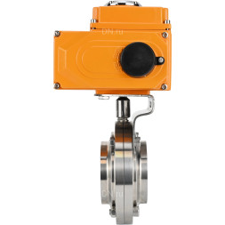 Затвор дисковый поворотный WBV3131E-2W-W-H Ду15 Ру10 под приварку, корпус - пищевая нержавеющая сталь 304, уплотнение - EPDM, с электроприводом QT-N-003EM-O1-24VDC-У1 24В HARK