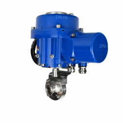 Затвор дисковый поворотный WBV3131S-2W-C-H Ду32 Ру10 кламповый, корпус - пищевая нержавеющая сталь 304, уплотнение - Silicon, с электроприводом QT-N-005M-O2-380VAC-У1 с моментной муфтой и штурвалом