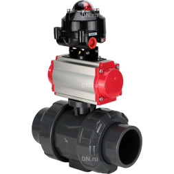 Кран шаровой BV4242E-FP-GRM-ISO Дн32 Ру10 полнопроходной, корпус - НПВХ, шар - НПВХ, уплотнение - EPDM, с пневмоприводом PA-DA-052 и БКВ APL-510N EX