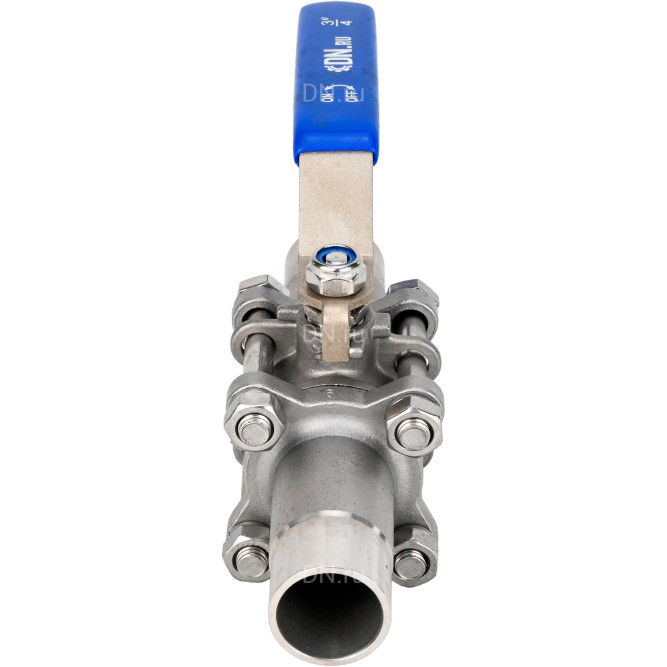 Кран шаровой BV3232P(3pc)-FP-W-H LONG Ду10 Ру63 полнопроходной, трехсоставной, корпус - нержавеющая сталь SS316, уплотнение - PTFE, под приварку, с рукояткой в Перми