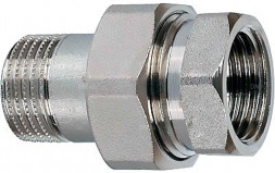Соединение разъемное (американка) А-304-НР-ВР-PTFE 3/8″ Ду10 Ру20 с уплотнением под гайкой по плоскости, корпус - нержавеющая сталь AISI 304, присоединение - наружная/внутренняя резьба, тип резьбы - BSPT/BSPP