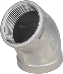 Отвод (полуотвод) ВР-ВР-304 1 1/2″ Ду40 Ру16 угол 45°, корпус - нержавеющая сталь 304, присоединение - внутренняя / внутренняя резьба
