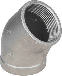 Отвод (полуотвод) ВР-ВР-304 1 1/2″ Ду40 Ру16 угол 45°, корпус - нержавеющая сталь 304, присоединение - внутренняя / внутренняя резьба
