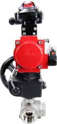 Кран шаровой BV3232P(4pc)-SP-3WL-T-ISO-H Ду20 Ру63 стандартнопроходной трехходовой L-тип, нерж. сталь SS316, внутренняя резьба, PTFE, пн.приводом PA-DA-065, пн.распределителем 4M310-08 DC24V, БКВ APL-210N и ручным дублером MON1-250-T26-ISO