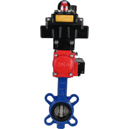 Затвор дисковый поворотный WBV1432E-2W-Fb-H Ду40 Ру16, корпус - чугун GGG50, диск - нержавеющая сталь 316L, уплотнение - EPDM, с пневмоприводом PA-SA-083, пневмораспределителем 4M310-08 DC24V, БКВ APL-410N EX, БПВ AFC2000