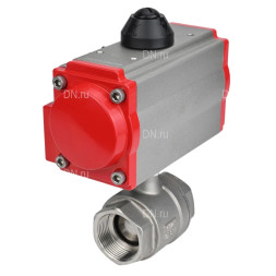 Кран шаровой BV3232P(2pc)-FP-T-ISO-H Ду25 Ру63 полнопроходной двухходовой, нержавеющая сталь 316, внутренняя резьба, уплотнение - PTFE, с пневмоприводом двойного действия PA-DA-052