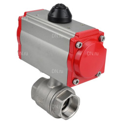 Кран шаровой BV3232P(2pc)-FP-T-ISO-H Ду25 Ру63 полнопроходной двухходовой, нержавеющая сталь 316, внутренняя резьба, уплотнение - PTFE, с пневмоприводом двойного действия PA-DA-052