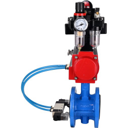 Затвор дисковый поворотный WBV1313E-2W-F-H Ду150 Ру16 фланцевый, корпус - чугун GGG40, диск - чугун GGG40, EPDM, с пневмоприводом PA-DA-130, пневмораспределителем 4V320-10 AC220V, БКВ APL-410N EX и БПВ AFC2000
