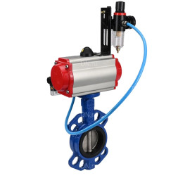 Затвор дисковый поворотный WBV1432E-2W-Fb-H Ду150 Ру16, корпус - чугун GGG50, диск - нержавеющая сталь 316L, уплотнение - EPDM, с пневмоприводом PA-DA-105 двойного действия, пневмораспределителем 4M310-08 AC220V, БПВ AFC2000