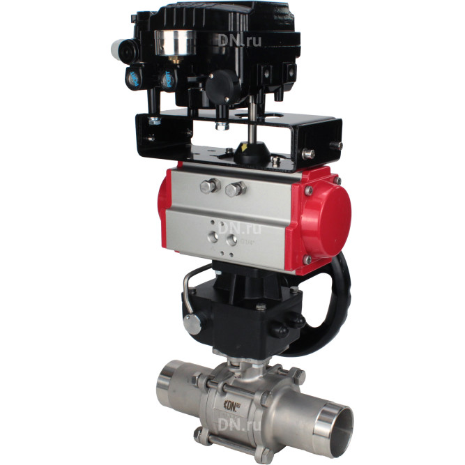 Кран шаровой BV3131P(3pc)-FP-W-ISO-H LONG Ду150 Ру16 полнопроход., корпус - нерж.сталь 304, уплотнение - PTFE, под приварку, с пн.приводом PA-DA-140, редуктором MON4-1200-T54-ISO и пневмопозиционером YT-1000RSN с обратной связью в Перми