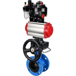 Затвор дисковый поворотный WBV1313E-2W-F-H Ду150 Ру16 фланцевый, корпус - чугун GGG40, диск - чугун GGG40, EPDM, с пневмоприводом PA-DA-130, пневмораспределителем 4M310-08 AC220V, БКВ APL-510N EX, ручным дублером MON1-250-T26-ISO и БПВ AFC2000