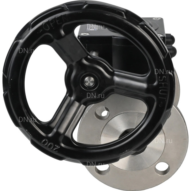 Кран шаровой BV3232P(3pc)-FP-F-ISO-H Ду32 Ру40 трехсоставной из нержавеющей стали SS316, фланцевый, уплотнение - PTFE, полнопроходной с ISO-фланцем и редуктором HAM RQN1-180Z-T40 в Перми