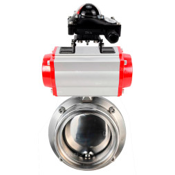 Затвор дисковый поворотный WBV3131S-2W-T-H Ду15 Ру10 резьбовой, пищевая нержавеющая сталь 304, уплотнение – Silicon, с пневмоприводом PA-DA-065 и БКВ APL-210N