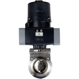 Затвор дисковый поворотный WBV3131S-2W-C-H Ду65 Ру10 кламповый, корпус - пищевая нерж. сталь AISI 304, диск - нерж. сталь AISI 304, уплотнение - Silicon, с электроприводом четвертьоборотным QTSA-N-003EM-O0-220VAC с пружинным возвратом