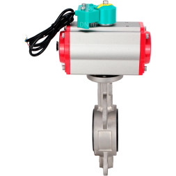 Затвор дисковый поворотный WBV3131N-2W-Fb-H Ду80 Ру16 корпус - нержавеющая сталь 304, диск - нержавеющая сталь 304, уплотнение - NBR, с пневмоприводом PA-DA-083, пневмораспределителем 4M310-08 AC220V и магнитным переключателем ALS200D