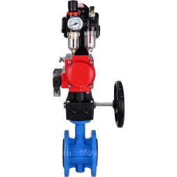 Затвор дисковый поворотный WBV1313E-2W-F-H Ду200 Ру16 фланцевый, корпус - чугун GGG40, диск - чугун GGG40, EPDM, с пневмоприводом PA-DA-140, пневмораспределителем 4M310-08 AC220V, БКВ APL-510N EX, ручным дублером MON2-450-T28-ISO и БПВ AFC2000