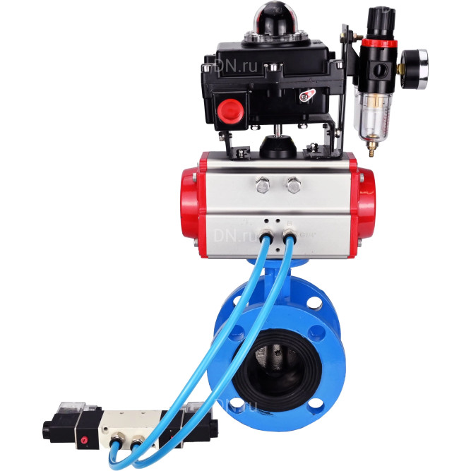 Затвор дисковый поворотный WBV1313E-2W-F-H Ду50 Ру16 фланцевый, корпус - чугун GGG40, диск - чугун GGG40, EPDM, с пневмоприводом PA-DA-105, пневмораспределителем 4V320-10 AC220V, БКВ APL-410N EX и БПВ AFC2000 в Перми