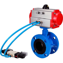 Затвор дисковый поворотный WBV1313E-2W-F-H Ду150 Ру16, корпус - чугун GGG40, диск - чугун GGG40, уплотнение - EPDM, с пневмоприводом PA-DA-130 и пневмораспределителем 4M320-10 AC220V